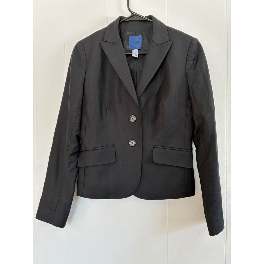 J.Crew Black Wool‎ Blazer Suit Jacket Office Attire Women's Size 2